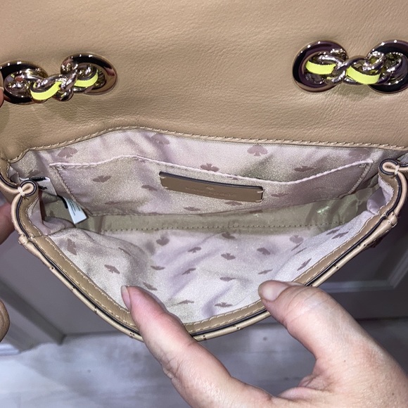 Kate Spade Tan White Yellow Briar Lane Quilted Mini Emelyn Purse Bag - Picture 8 of 15